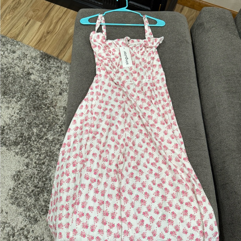 Pink and White Bustier Maxi Sundress